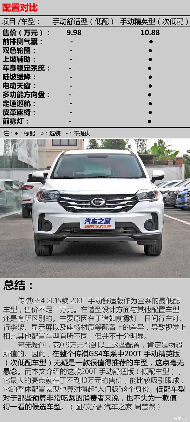 广汽乘用车 传祺GS4 2015款 200T 手动舒适版
